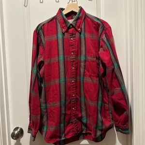 L.L. Bean Rangeley Red Green Tartan Flannel (Large, Made in USA, Vintage VTG)